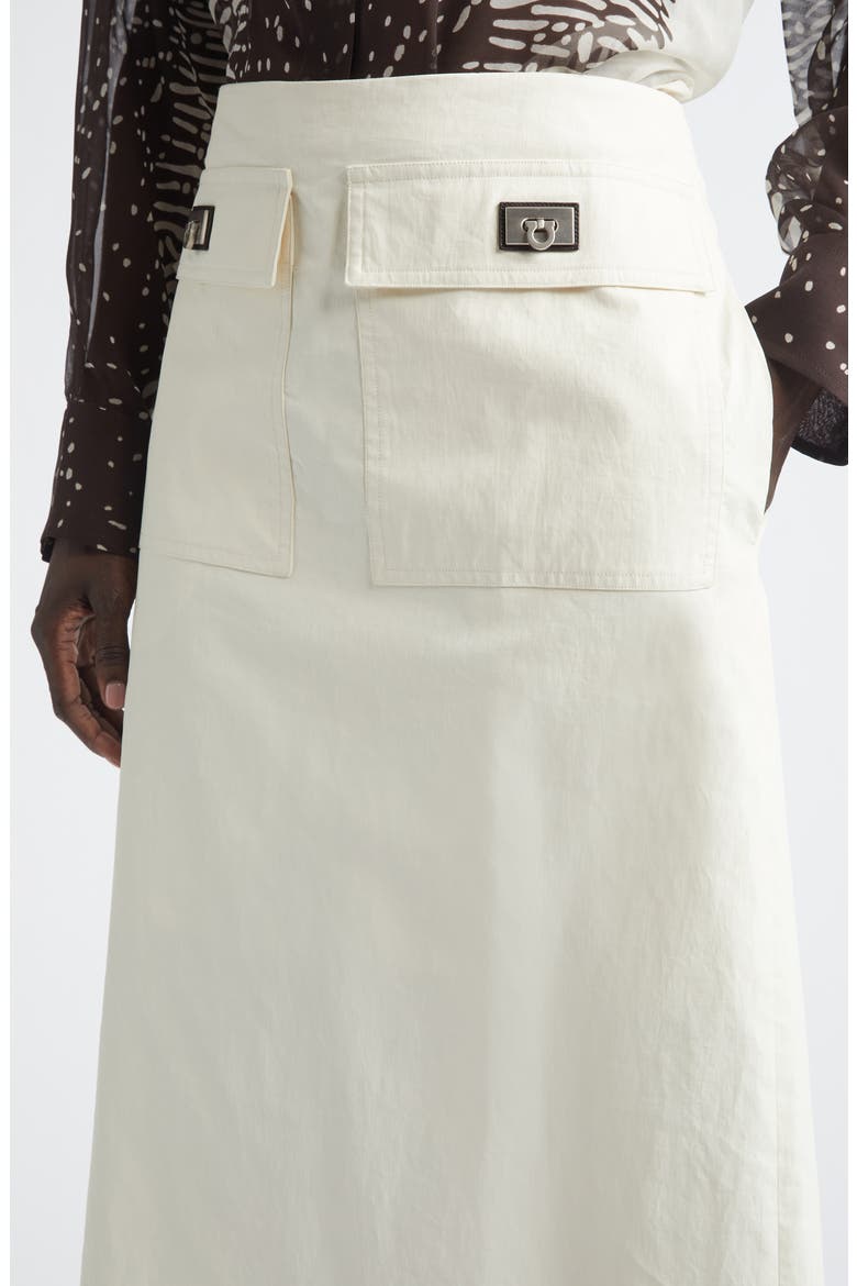 Hug Buckle Coated Linen Cargo Skirt, Alternate, color, MASCARPONE