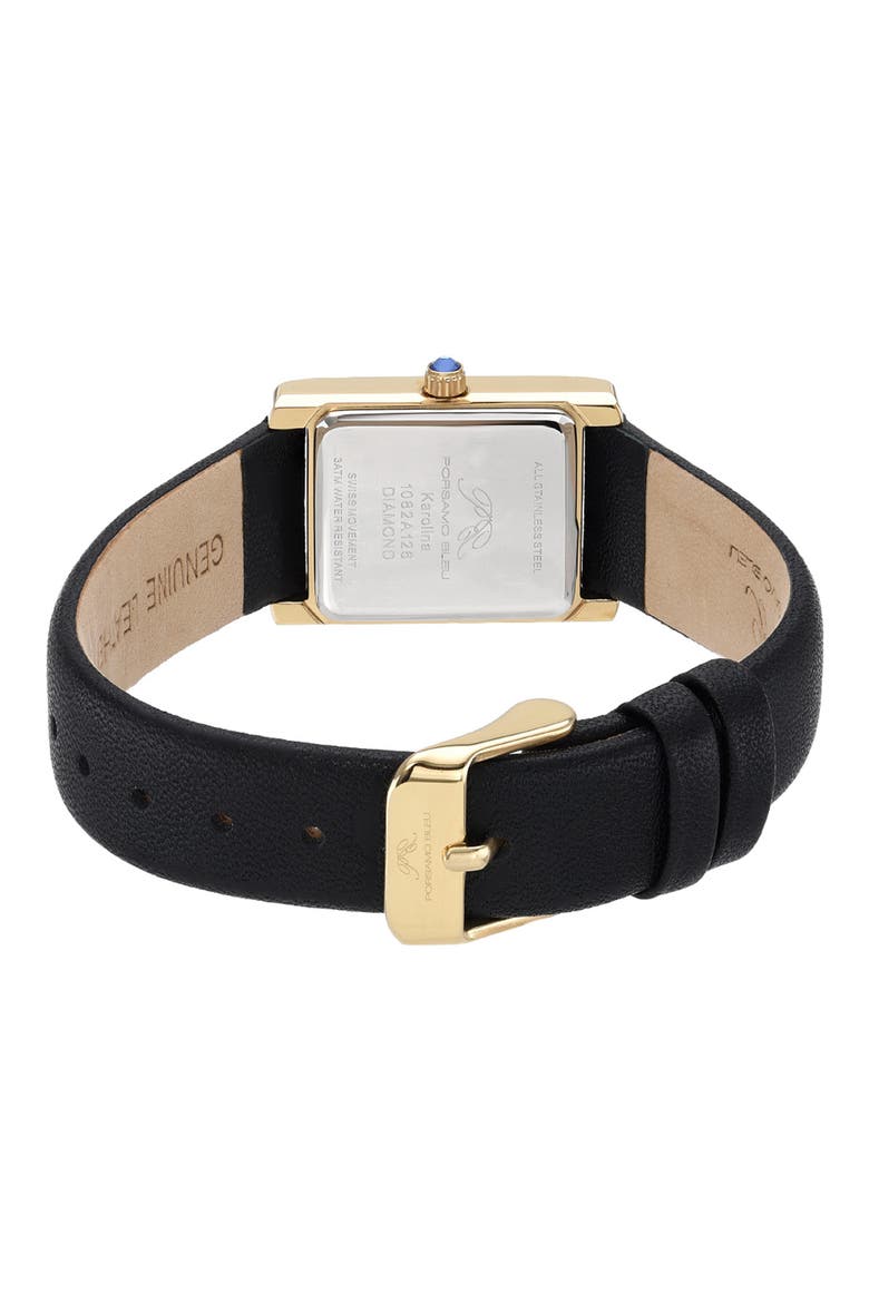 Karolina Diamond Leather Strap Watch, 21.5mm x 30mm - 0.06 ctw, Alternate, color, GOLD-BLACK