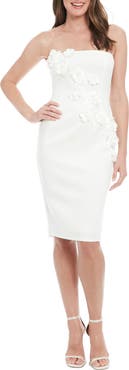 Ivy + Blu 3D Embellished Strapless Body-Con Dress