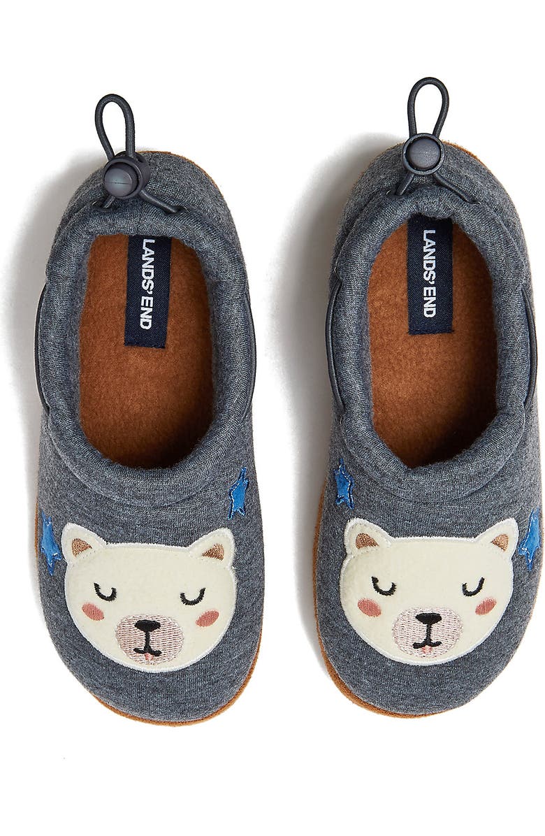 Lands' End Kids Sweet Dreams Adjustable Toggle Fleece Lined Slippers, Alternate, color, Gray Sleeping Bears