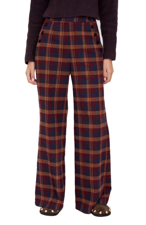 Damson High Waisted Tartan Print Trouser