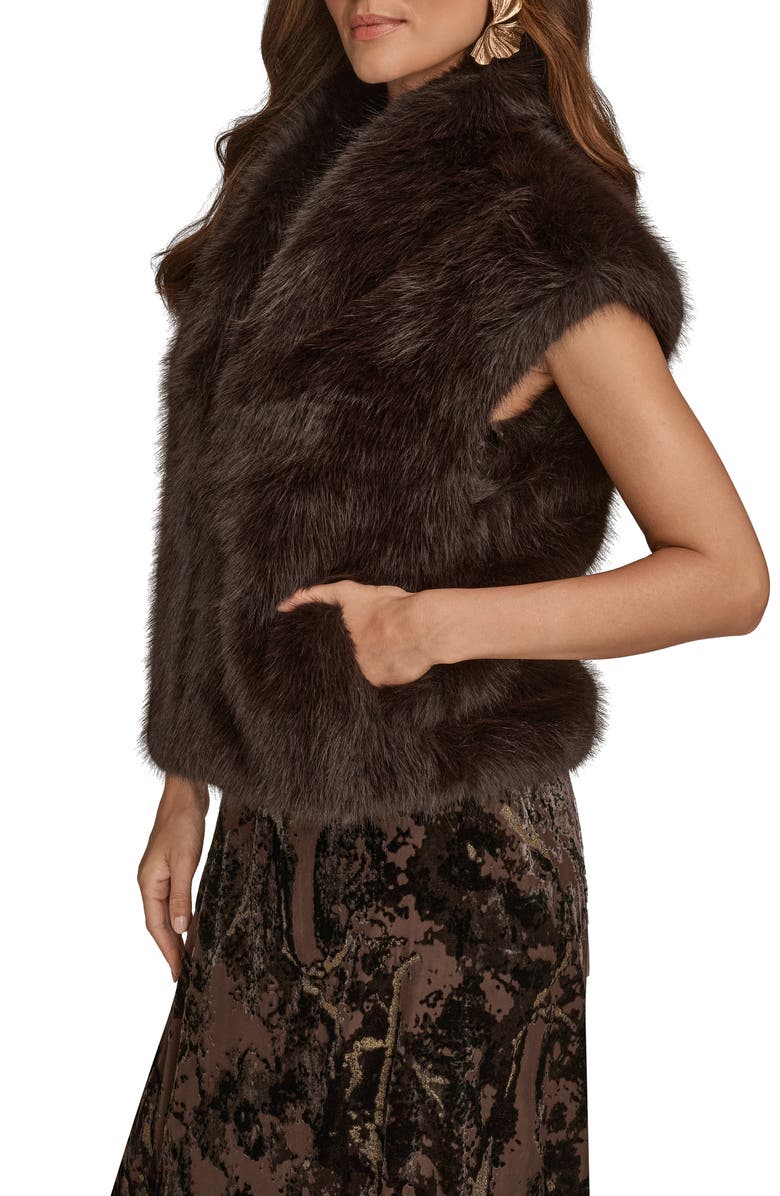 Donna Karan New York Faux Fur Vest, Alternate, color, Chocolate Plum