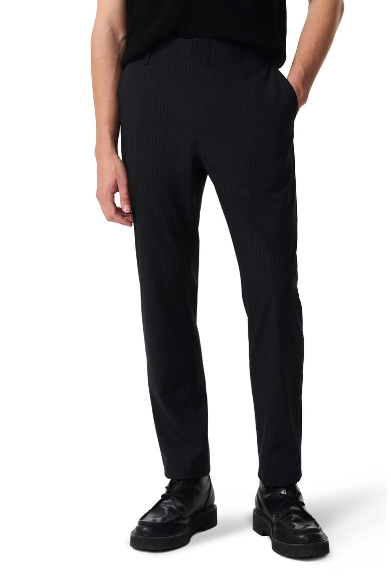 Lennon Pinstripe Wool Blend Trousers, Main, color, BLACK