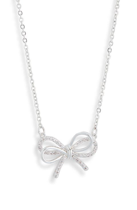 Cubic Zirconia Bow Pendant Necklace