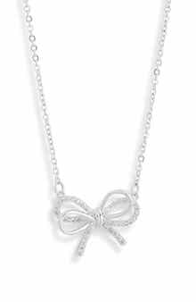 NORDSTROM RACK Cubic Zirconia Bow Pendant Necklace