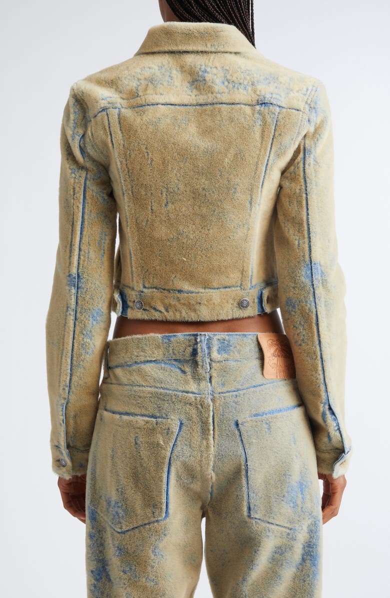 Acne Studios Flocked Denim Crop Jacket, Alternate, color, Blue/ Beige