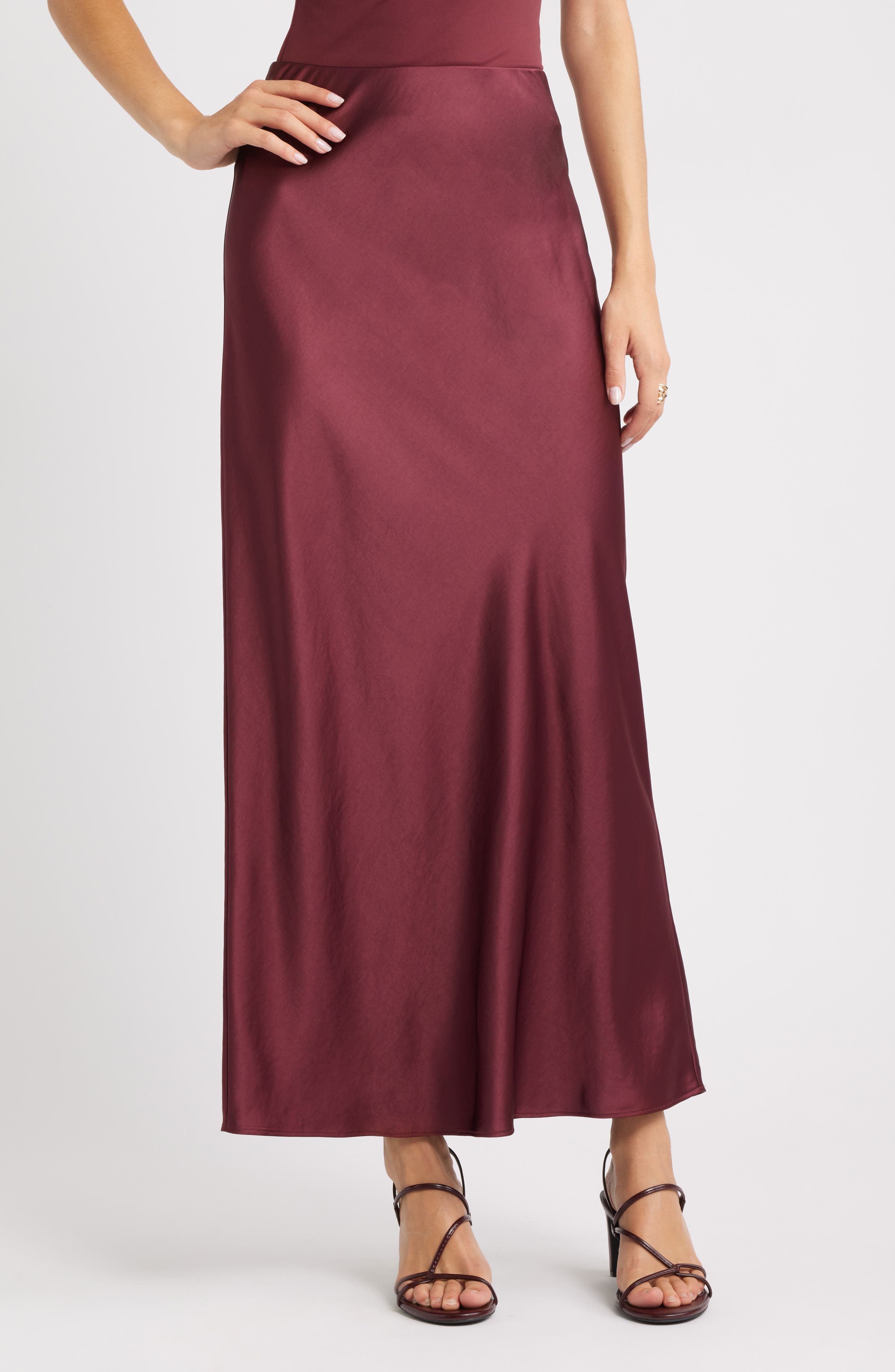 Open Edit Satin Maxi Skirt