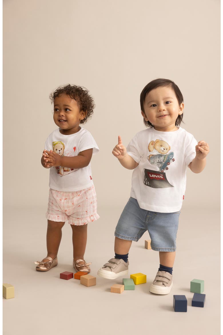 Skater Logo Graphic T-Shirt & Shorts Set, Alternate, color, BRIGHT WHITE
