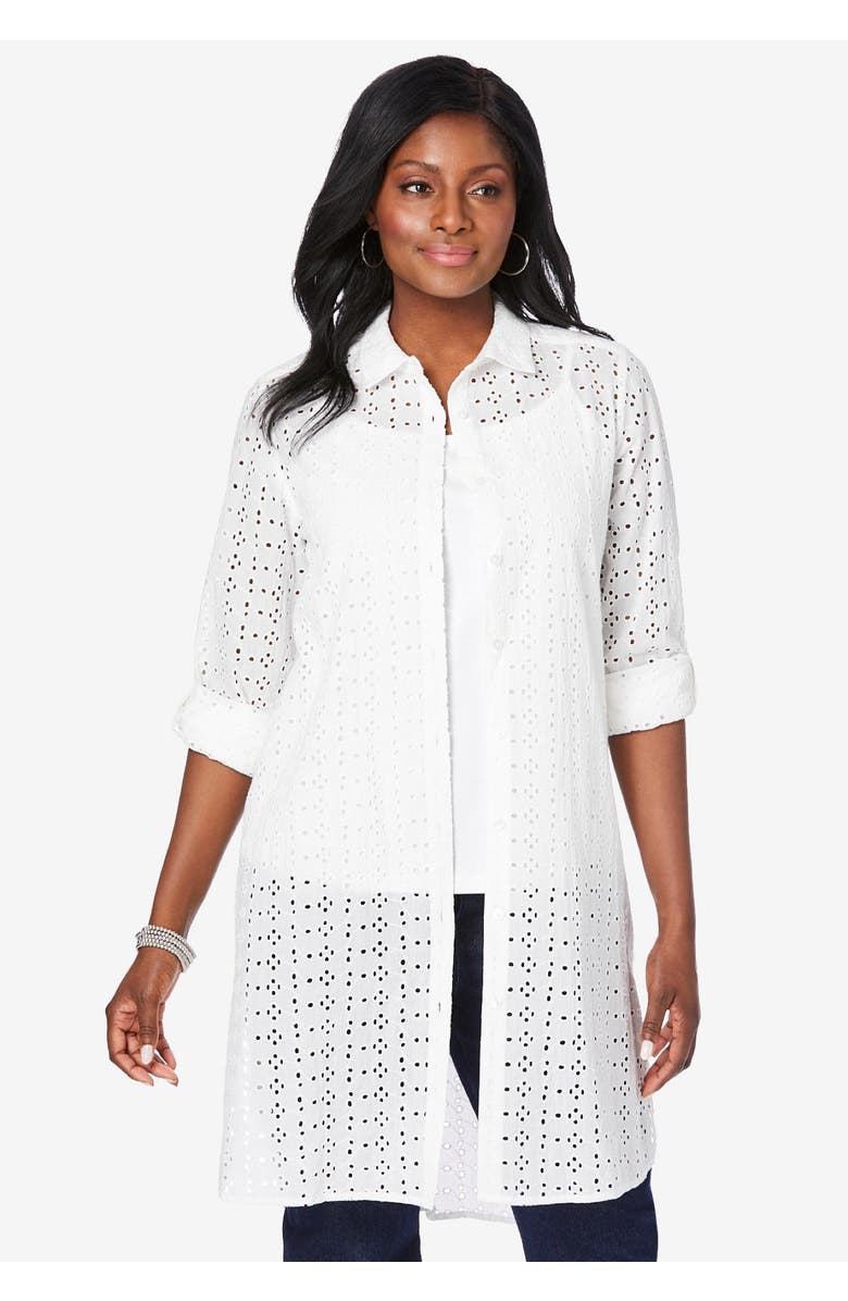Jessica London Eyelet Mega Tunic, Alternate, color, White