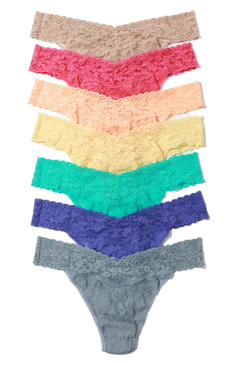 Hanky Panky Assorted 7-Pack Lace Original Rise Thongs, Alternate, color,