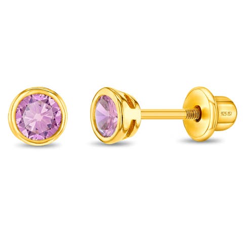 Bezel Cubic Zirconia Earrings