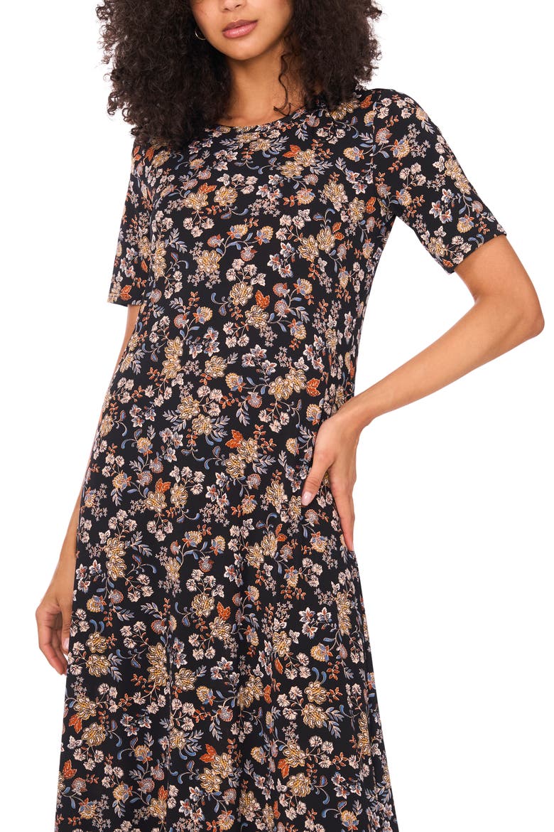 Print Maxi Dress, Alternate, color, RICH BLACK