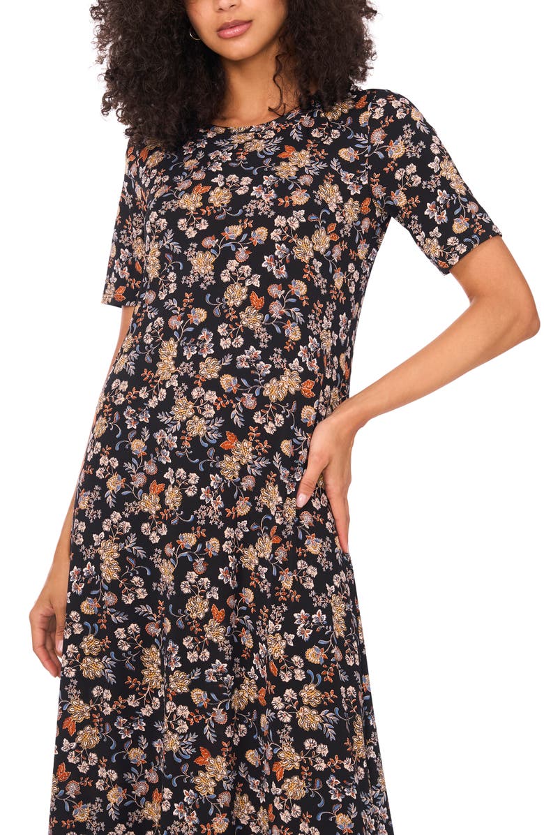 Vince Camuto Print Maxi Dress, Alternate, color, Rich Black