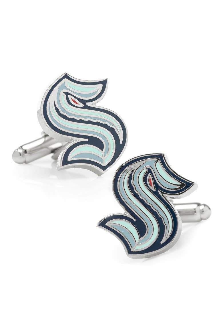 Seattle Kraken Cuff Links, Main, color, TURQUOISE
