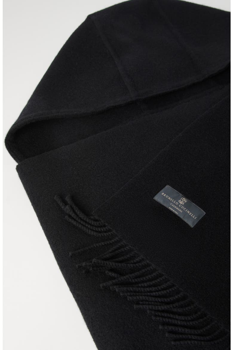 Hooded wool and cashmere knit scarf, Alternate, color, Black