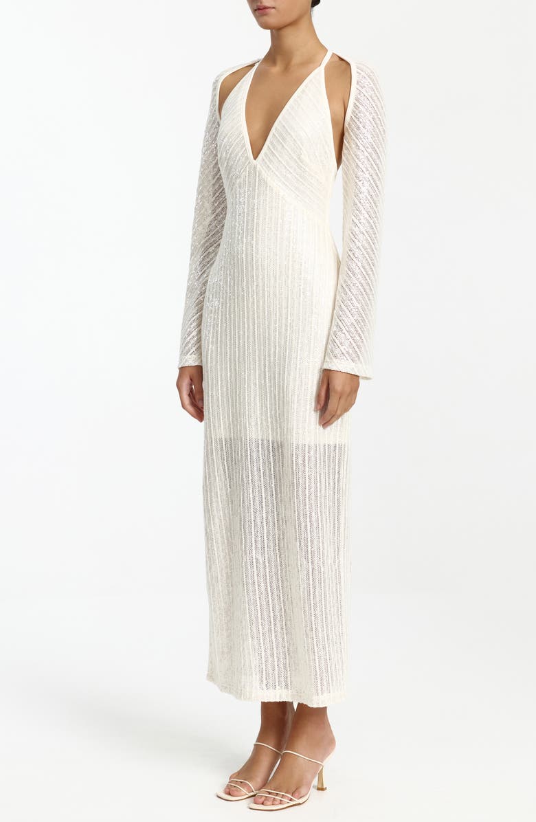 Significant Other Zenith Cutout Long Sleeve Knit Maxi Dress, Alternate, color, Pearl