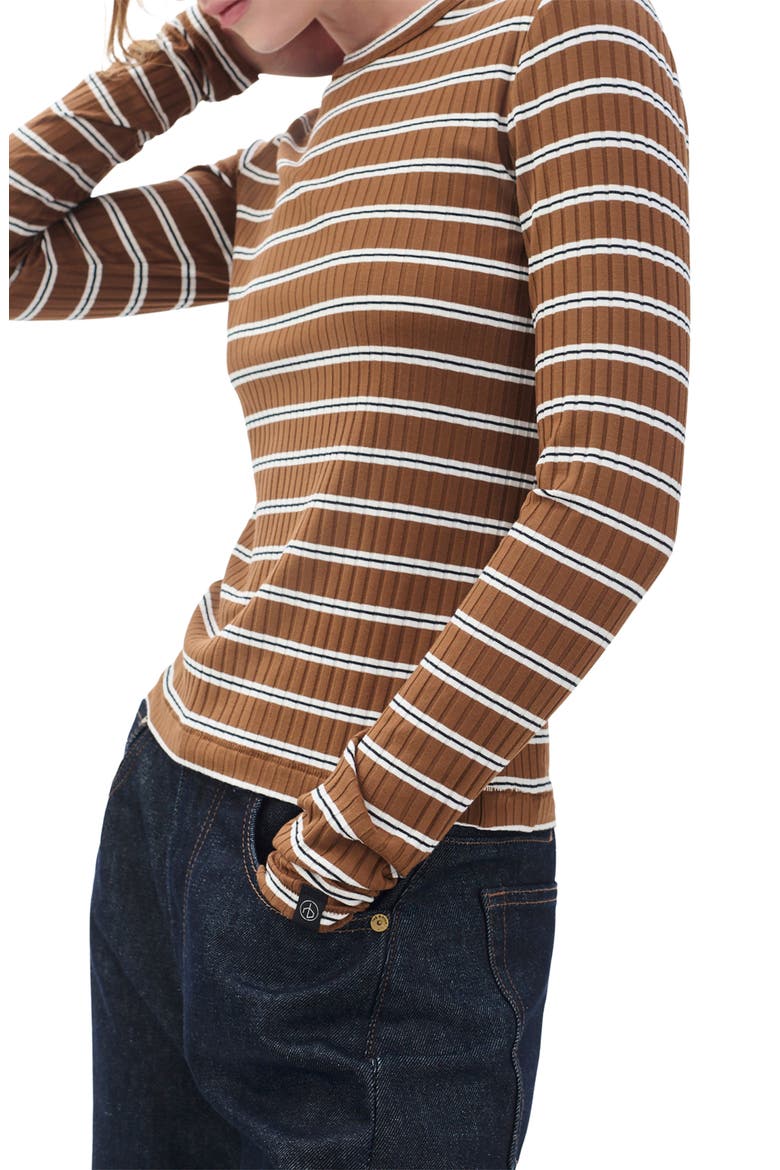 Luca Rib Stripe Long Sleeve T-Shirt, Alternate, color, TOFFE MULTI