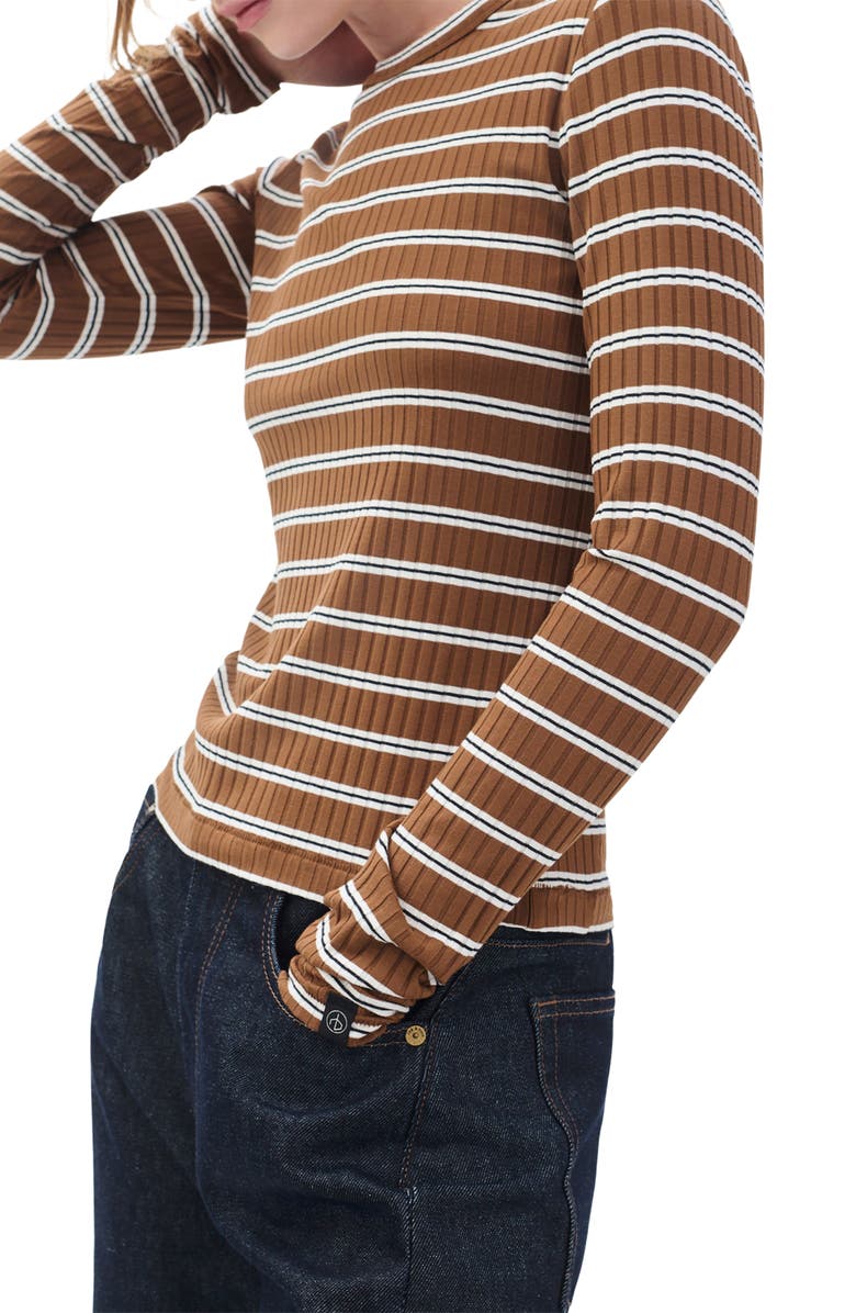 rag & bone/JEAN Luca Rib Stripe Long Sleeve T-Shirt, Alternate, color, Toffe Multi