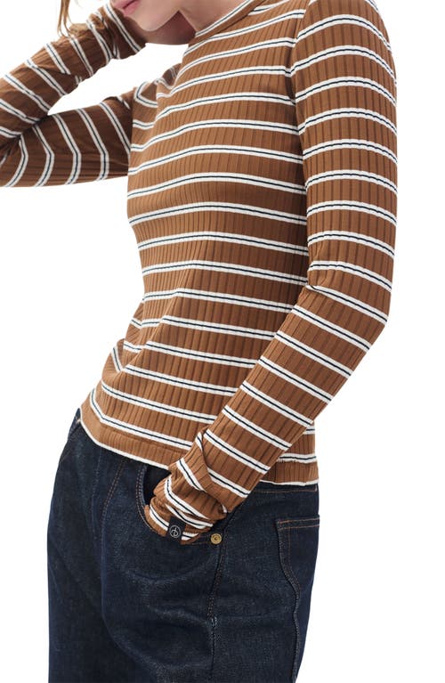 Rag & Bone /jean Luca Rib Stripe Long Sleeve T-shirt In Brown