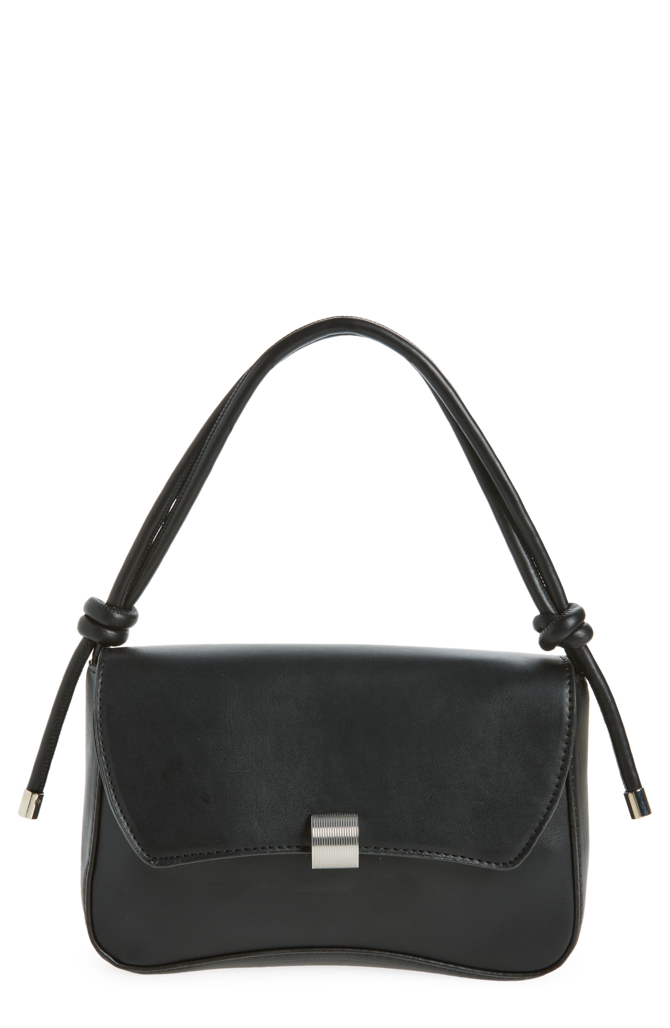 Faux Leather Foldover Mini Bag, Main, color, BLACK