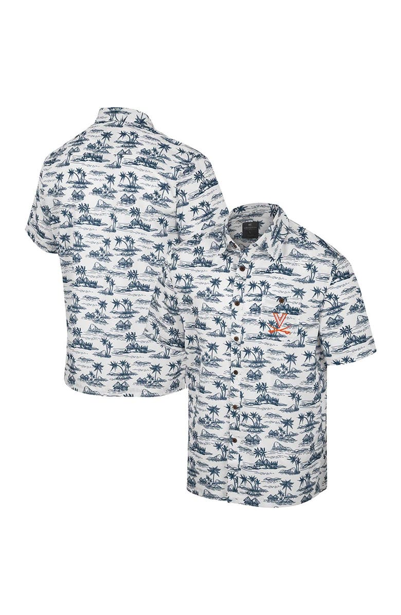 COLOSSEUM Men's Colosseum White Virginia Cavaliers Spontaneous is Romantic Camp Button-Up Shirt, Alternate, color,