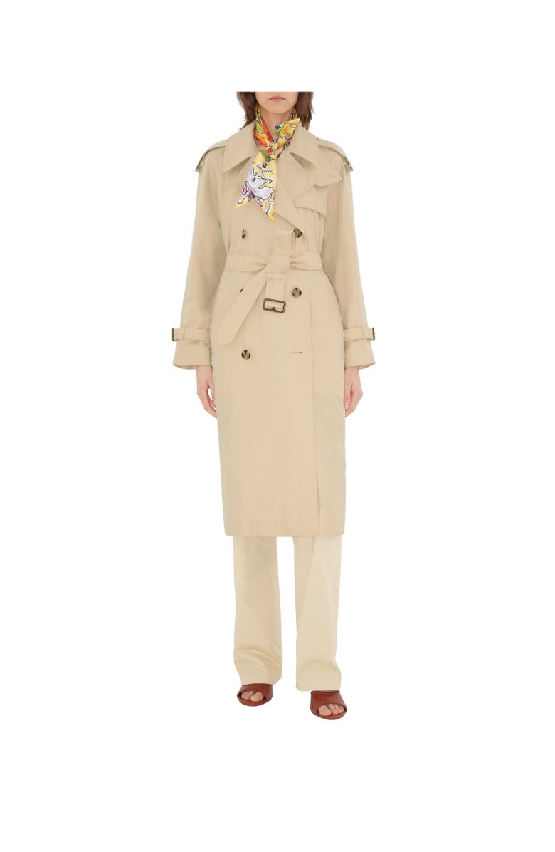 Burberry Skinny Highgrove Cascading Flowers Silk Scarf, Alternate, color, Buttermilk