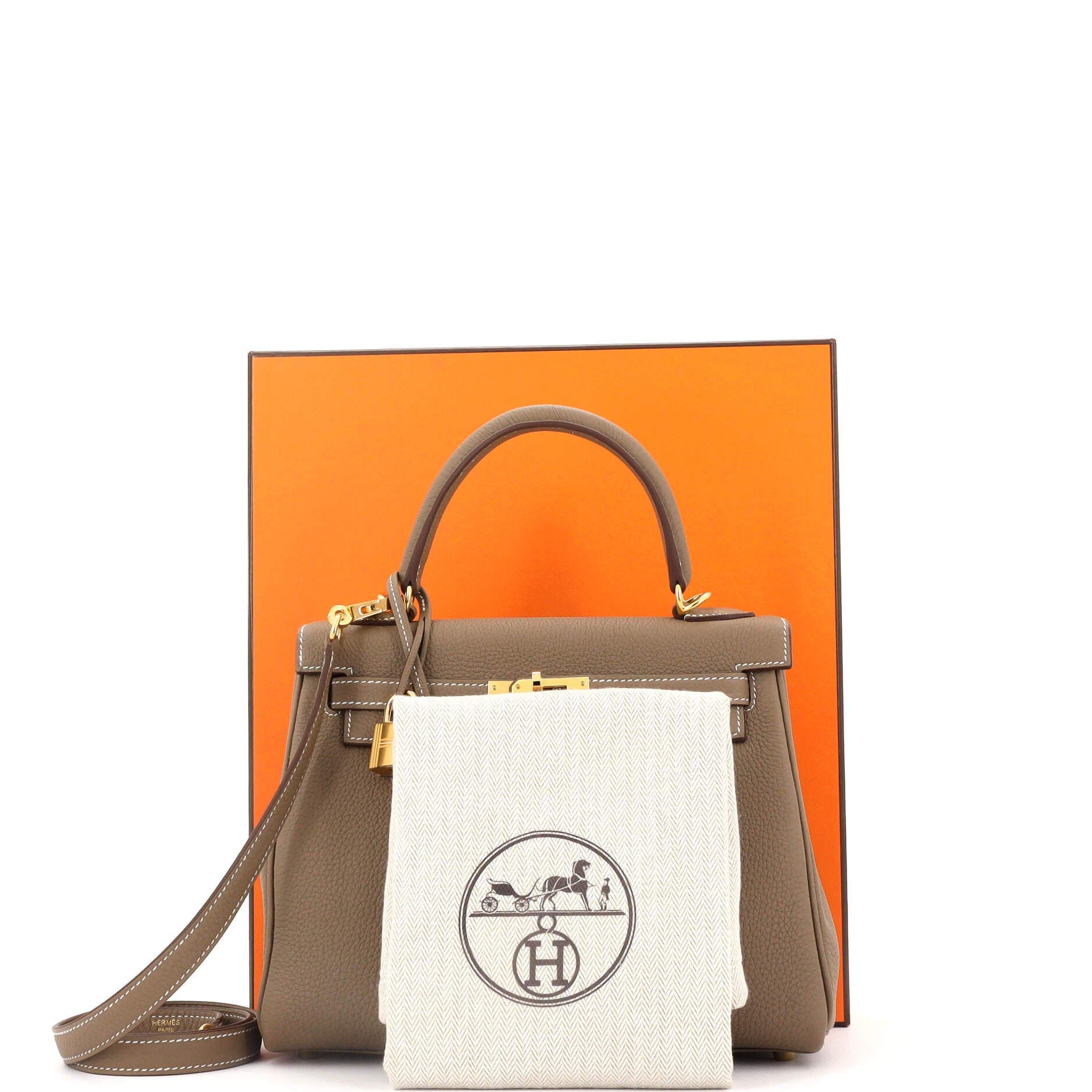 Pre-Owned Hermes Kelly Handbag Grey Togo with Gold Hardware 25, Alternate, color, 