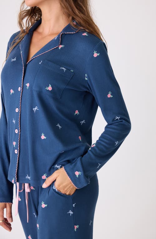 Shop Pj Salvage English Rose Pajama Top In Navy