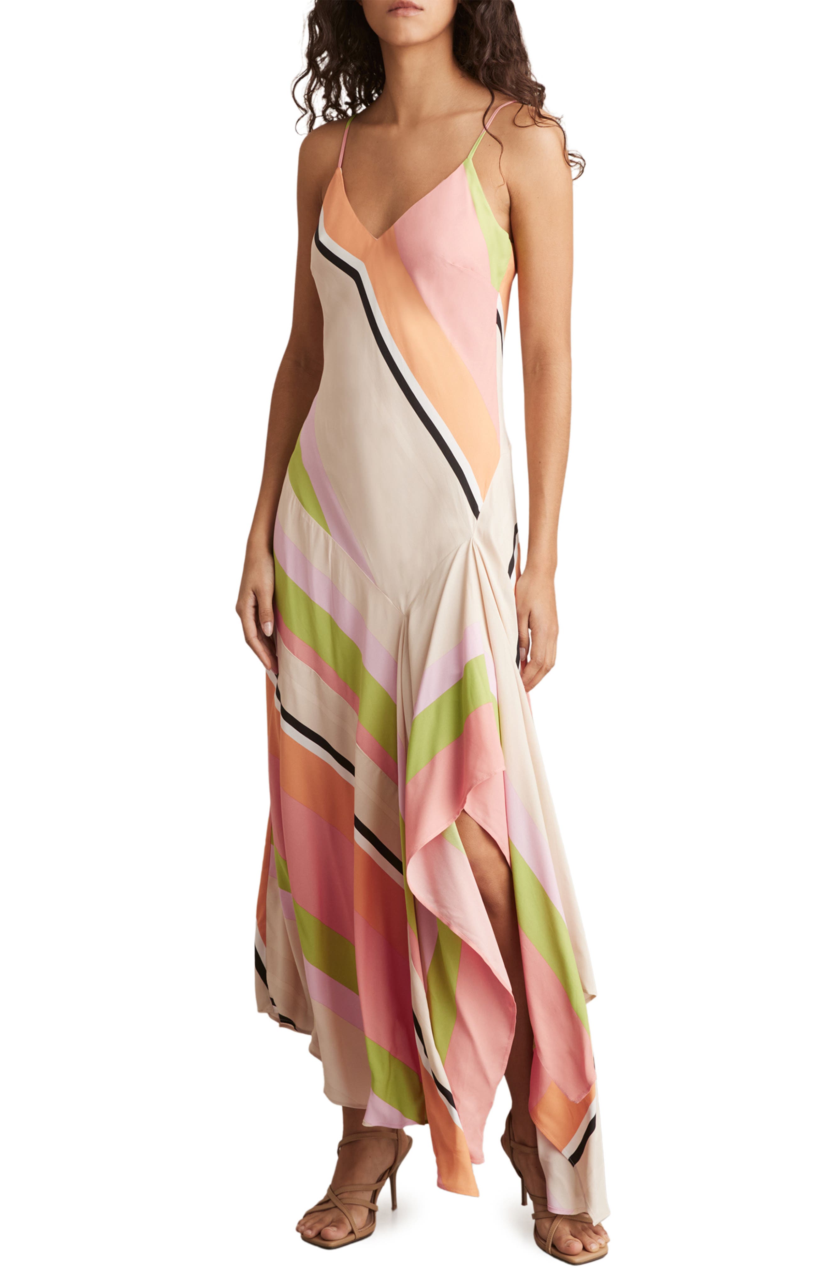 Reiss Hallia Stripe Drop Waist Maxi Dress