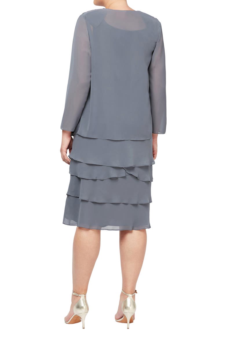 Embellished Tiered Dress with Jacket, Alternate, color, STE