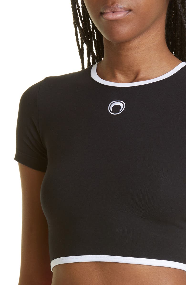 Marine Serre Stretch Cotton Crop Top, Alternate, color, 