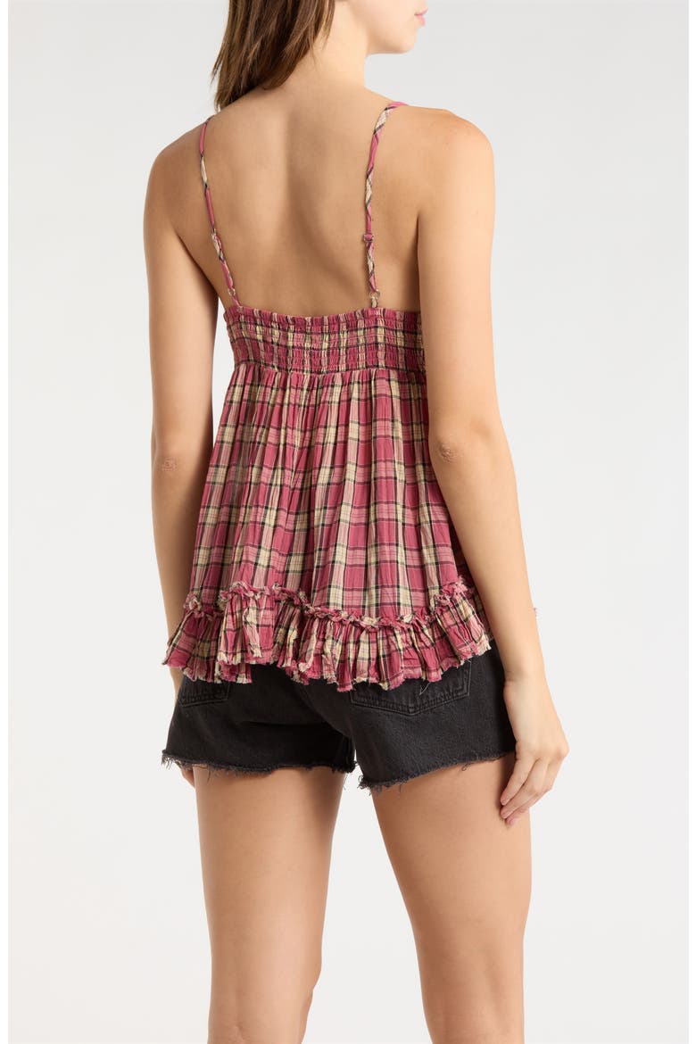 Clara Mix Print Ruffle Trim Top, Alternate, color, RED CHECK
