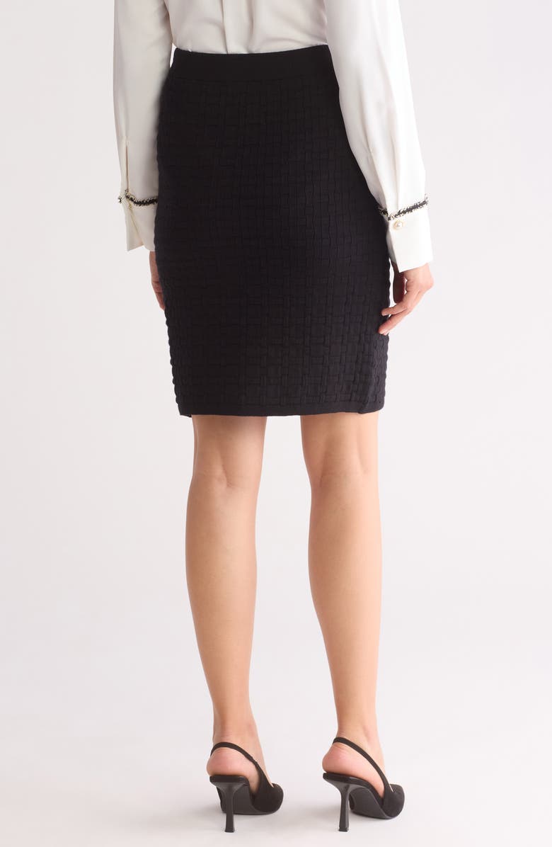 Ellen Tracy Textured Tipped Accent Knit Miniskirt, Alternate, color, Black