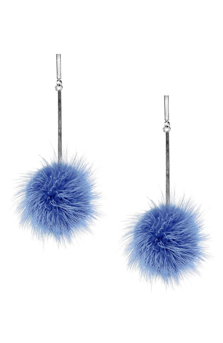 Tuleste Genuine Mink Fur Pompom Earrings, Main, color, 