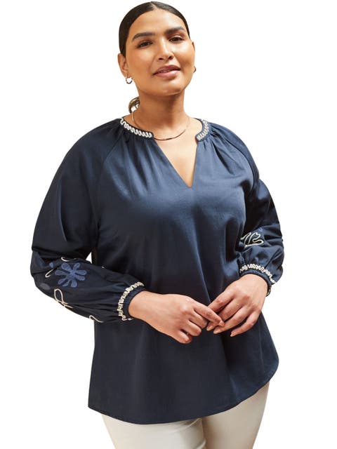 Long Sleeve Embroidered Blouse