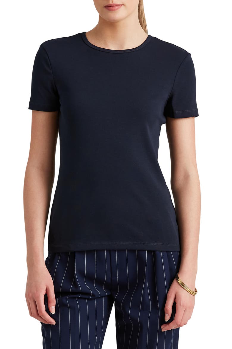 Cotton Blend T-Shirt, Main, color, LAUREN NAVY