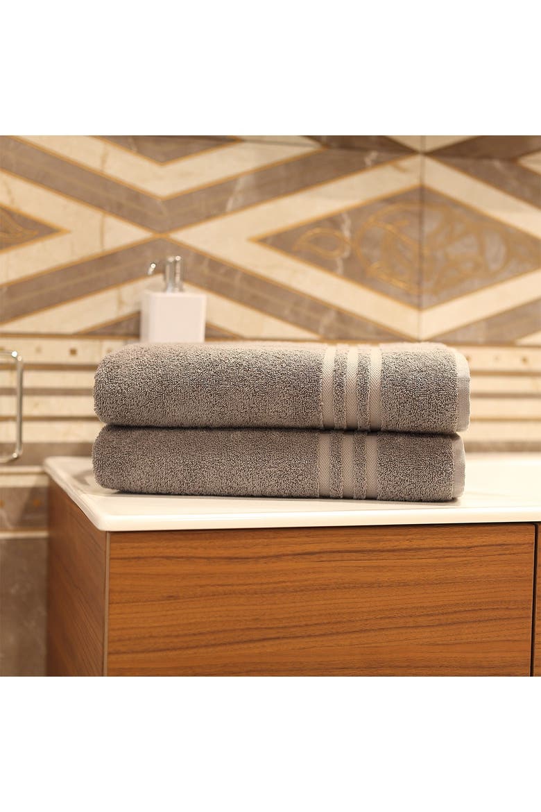 Denzi Bath Towels - Set of 2 - Dark Grey, Alternate, color, DARK GREY