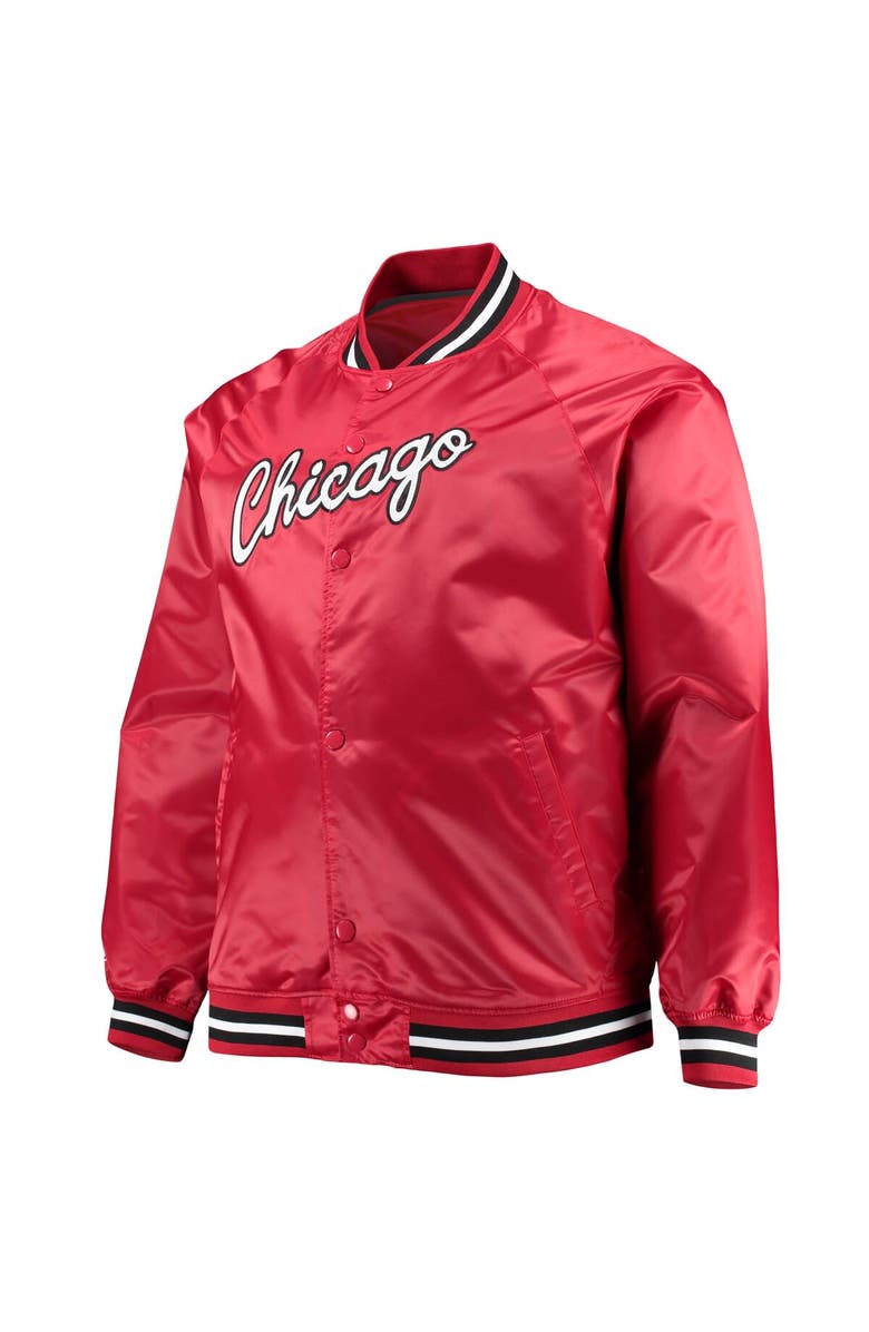 Mitchell & Ness Men's Mitchell & Ness Red Chicago Bulls Big & Tall Hardwood Classics Raglan Satin Full-Snap Jacket, Alternate, color, Red