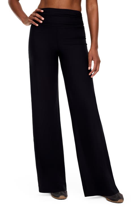 Ruched High Waist Wide Leg Pants