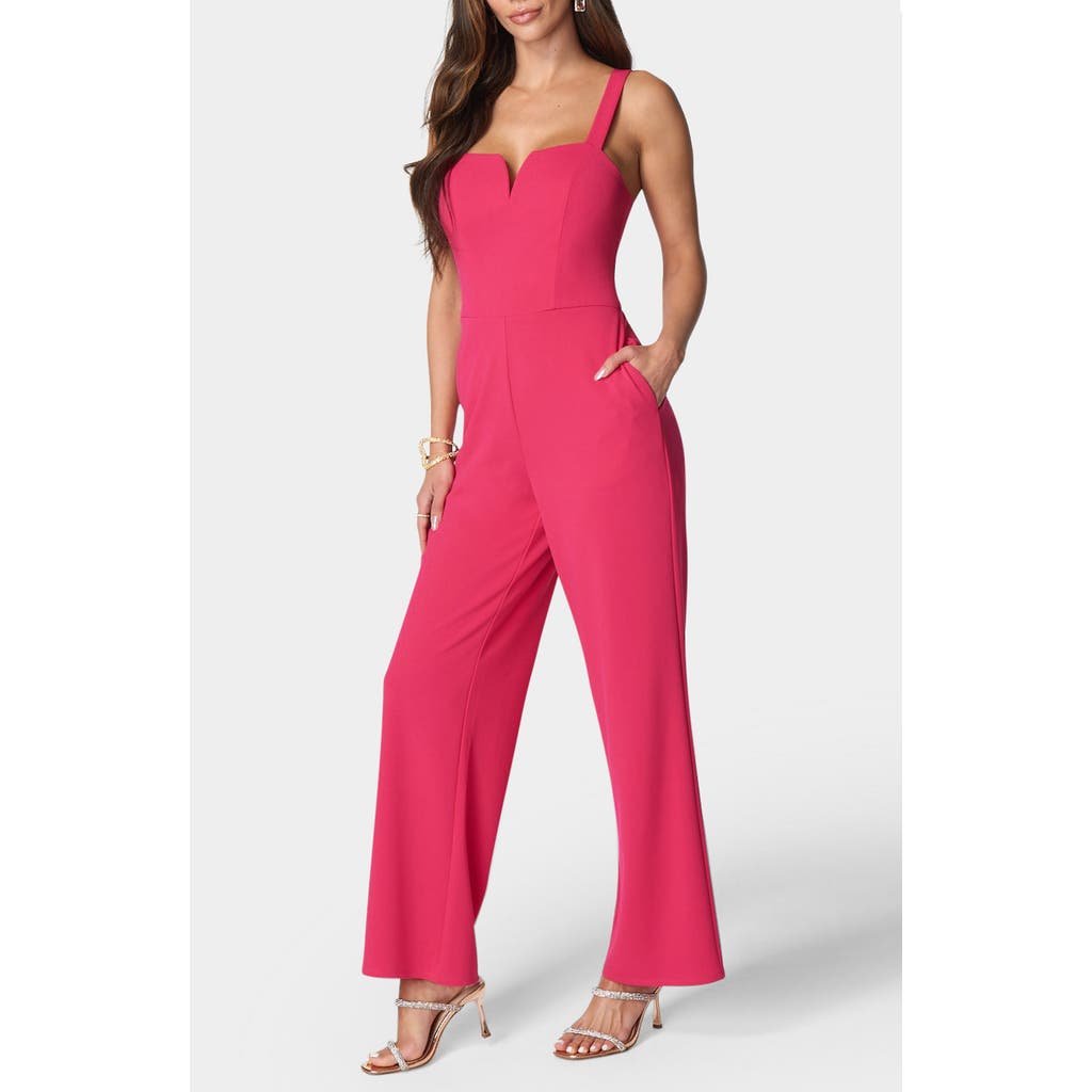 Bebe V Wire Core Jumpsuit In Pink