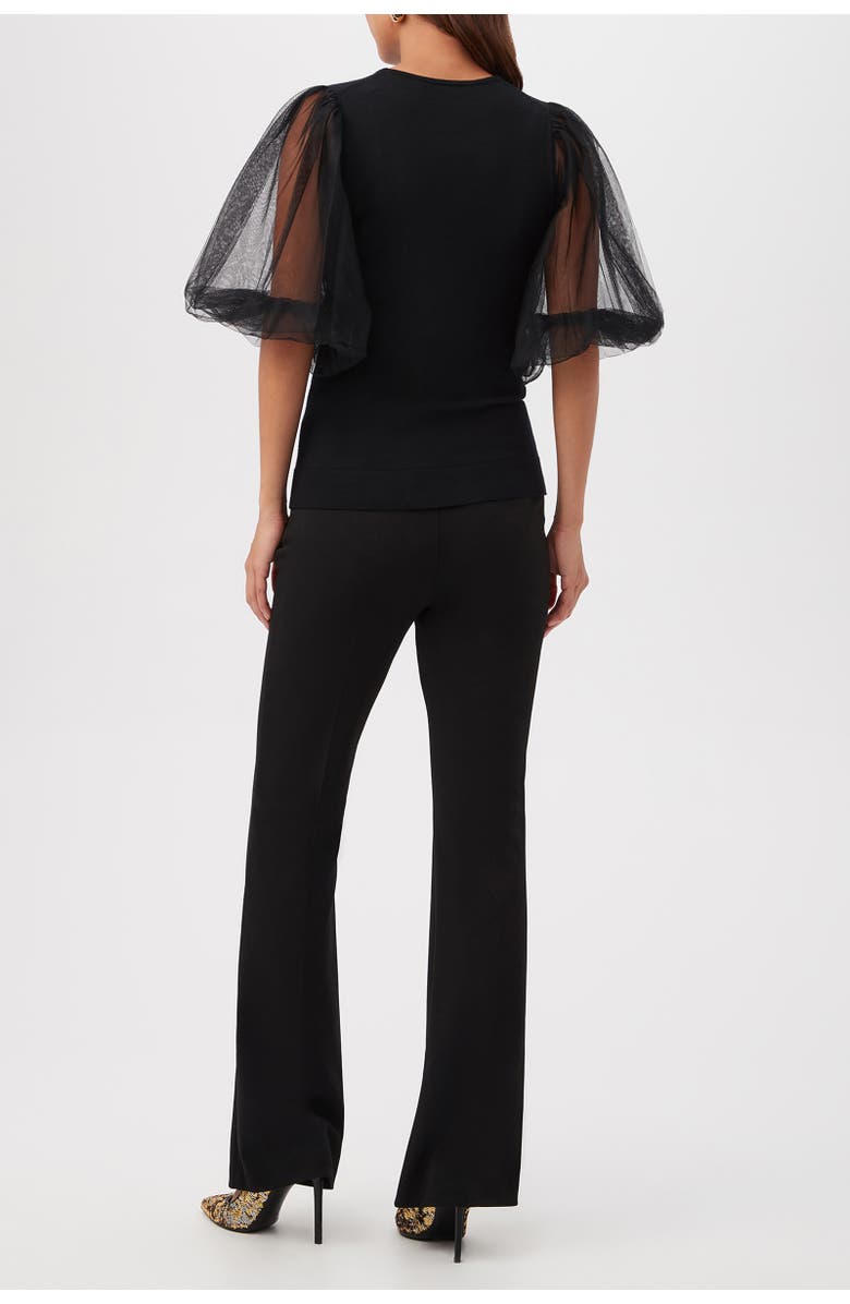 Trina Turk Rhea 3 Tulle Sleeve Pullover, Alternate, color, Black