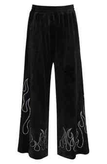 Truly Me Kids' Crystal Flame Velour Wide Leg Pants