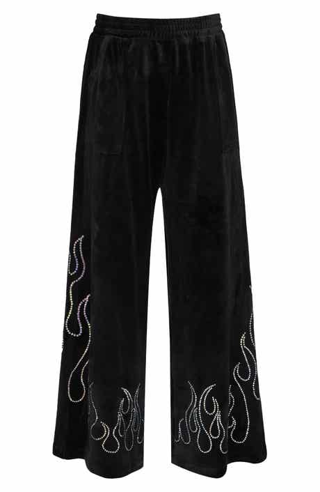 Truly Me Kids' Crystal Flame Velour Wide Leg Pants