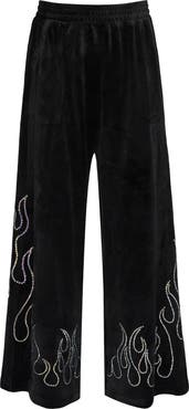 Truly Me Kids' Crystal Flame Velour Wide Leg Pants