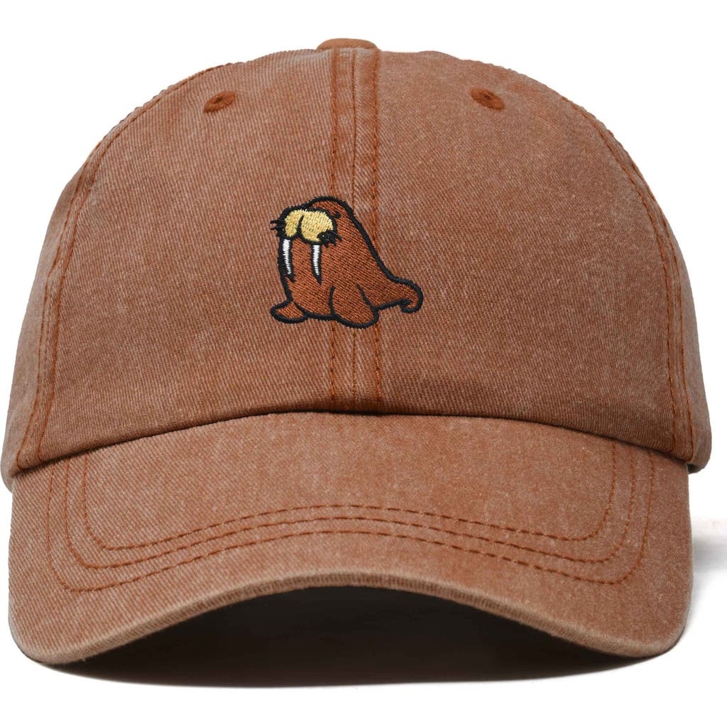Dalix Walrus Embroidered Outdoor Cap In Washed Orange