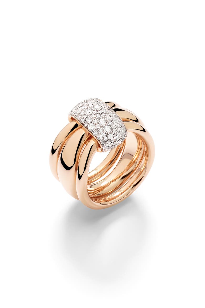 Together Diamond Pavé Ring, Main, color, ROSE GOLD/ DIAMOND