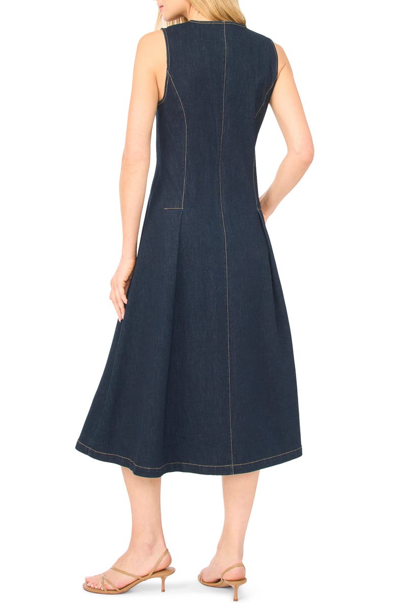 Ted Baker Mia Pleated Denim Button-Up Midi Dress, Alternate, color, Estate Blue