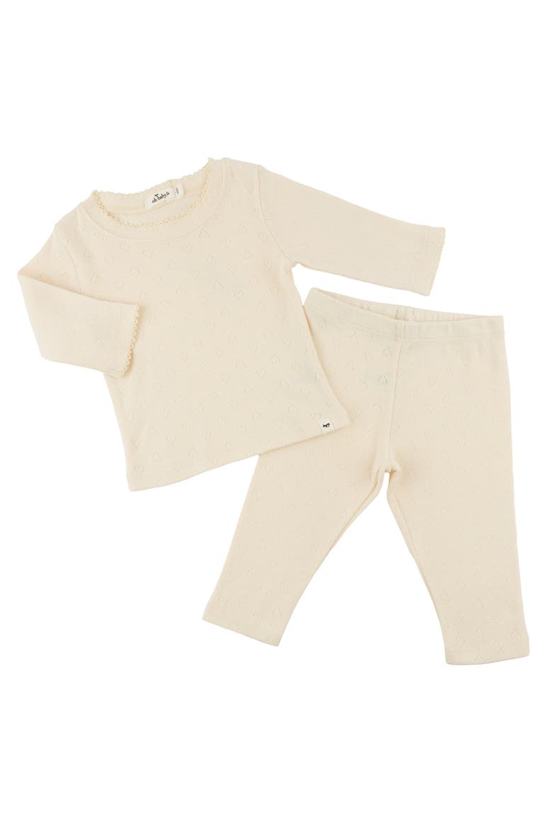 Hearts Pointelle Pico edge 2 piece set, Alternate, color, Natural