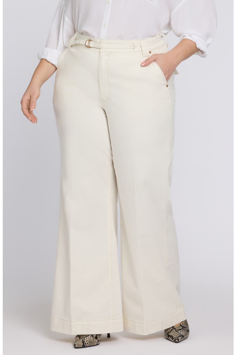 Mia Belted High Waist Palazzo Flare Jeans, Main, color, VINTAGE WHITE