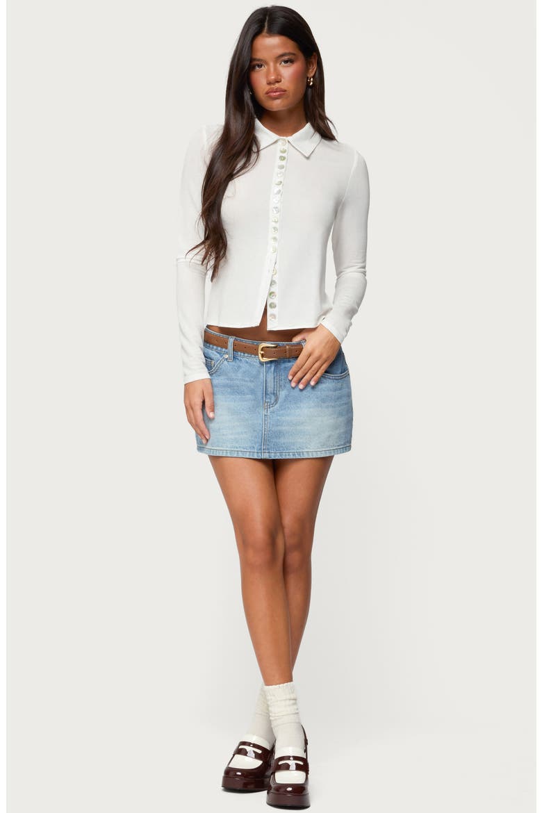 Pennie Knit Button-Up Shirt, Alternate, color, CREAM